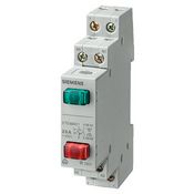 Выключатель с индицикацией Siemens без фиксации/ с фиксацией (регулируется), 20А, 400V AC, 1 н.о. + 1 н.о., зеленая кнопка + красная кнопка