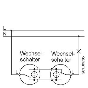 Схема подключения одноклавишого проходного выключателя Сименс