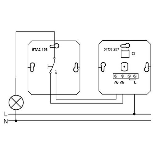 Рисунок E. Схема подключения Светорегулятора Siemens в паре с переключателем