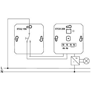 Рисунок D. Основная схема подключения светорегулятора Siemens 5TC8258 c нагрузкой на светорегуляторе