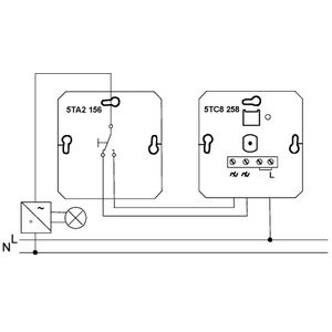 Рисунок E. Cхема подключения светорегулятора Siemens 5TC8258 c нагрузкой на переключателе