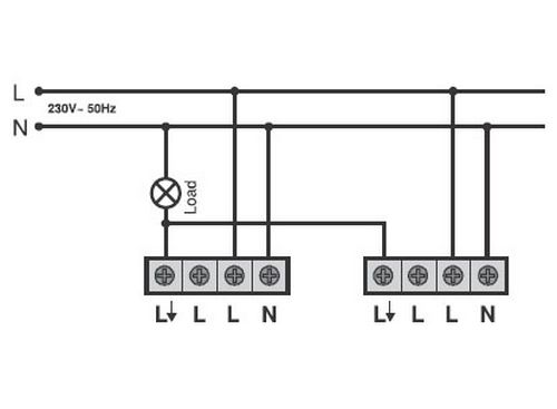Схема подключения двух параллельных потолочных датчиков движения Сименс 5TC7200 / 5TC7220-0